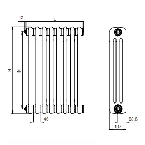 Rifar Tubog TUB 3057 20 секций АНТРАЦИТ боковое подключение